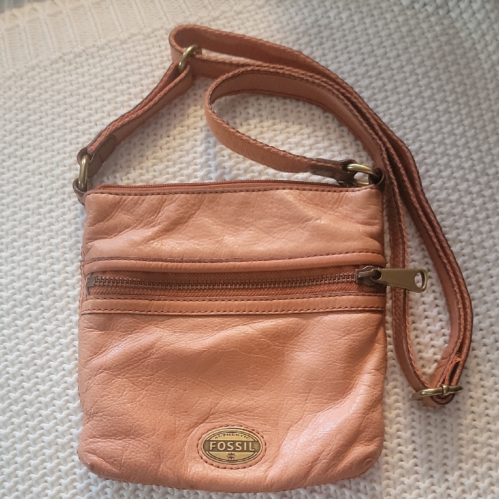 Vintage Fossil Orange Leather Mini Explorer Swingpack Hipster Crossbody Bag 90s